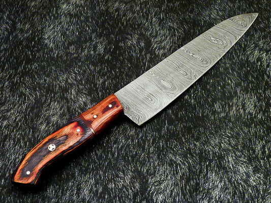 13" Professional Handmade Damascus Chef Knife – 8" Blade with Hardwood Handle