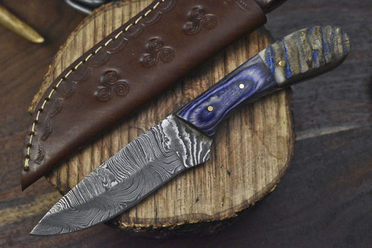Best Selling Twist Damascus Skinner Knife – Forged Mixed Material Survival Blade