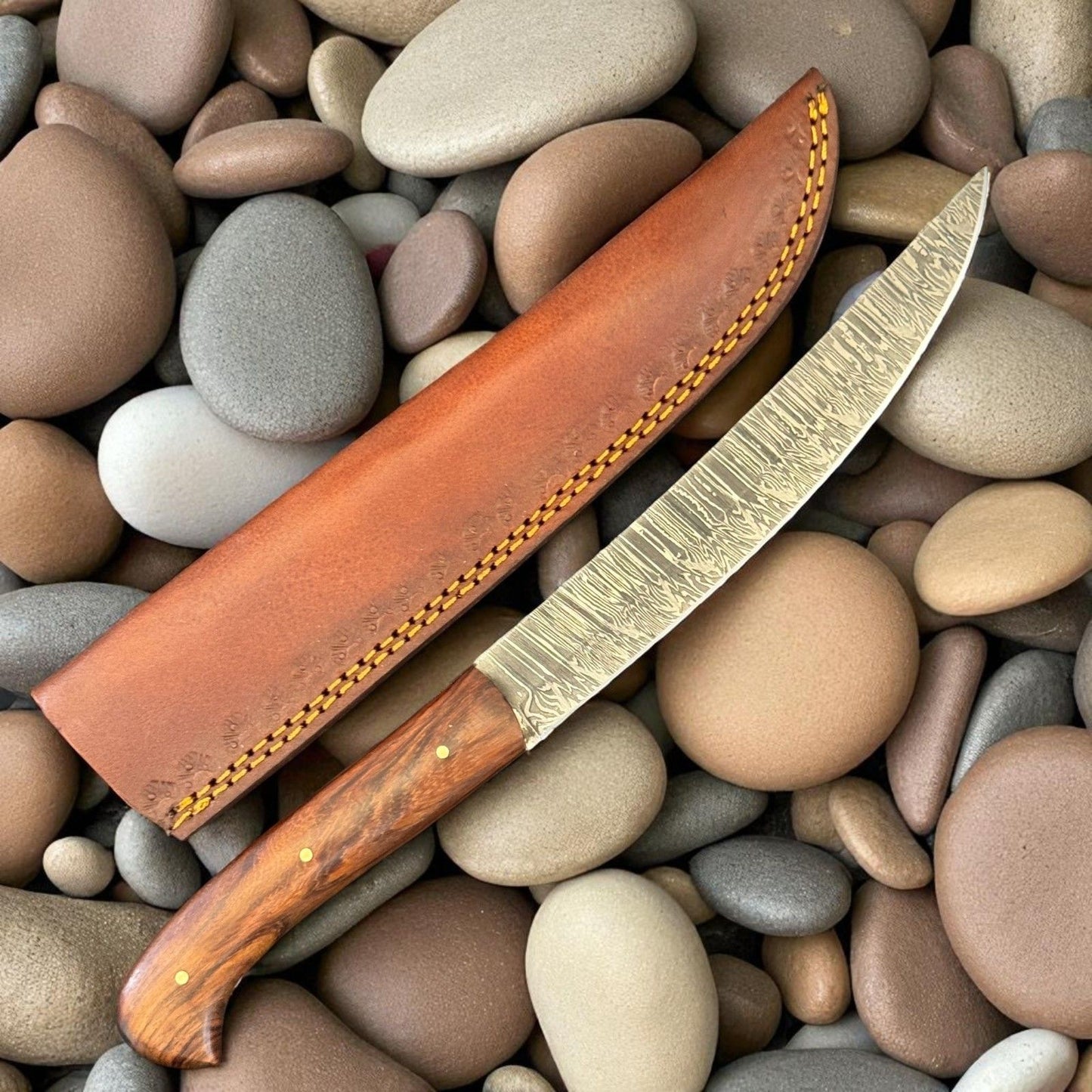 12" Handcrafted Fillet Knife Damascus Steel Knife & Custom Fillet Knife With Wood Handle