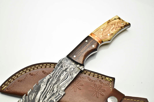 Handmade Damascus Blade Camping Tracker Full Tang