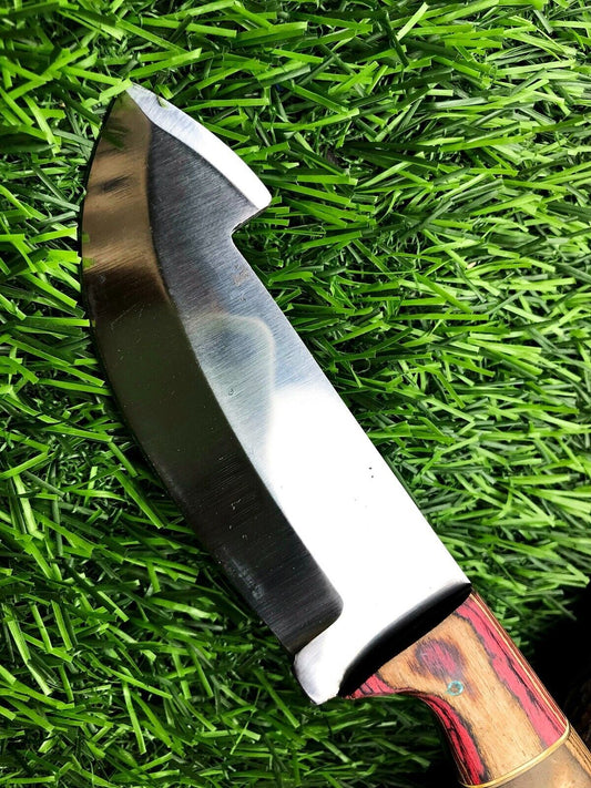 8" Handmade Stainless Steel Skinner Knife with 4" Forged Blade & Leather Sheath