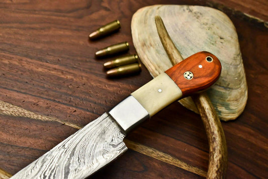 Hand Made Damascus Steel Blade Chef Kitchen Full Tang Knife | Camel Bone