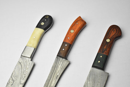 Lot of 3 Handmade Damascus Blade Kitchen Full Tang Chef Knifes