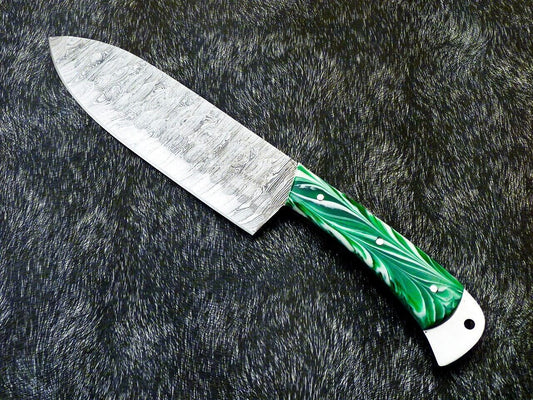 12" Handmade Damascus Steel Chef Knife – Forged Kitchen Knife with Resin Handle