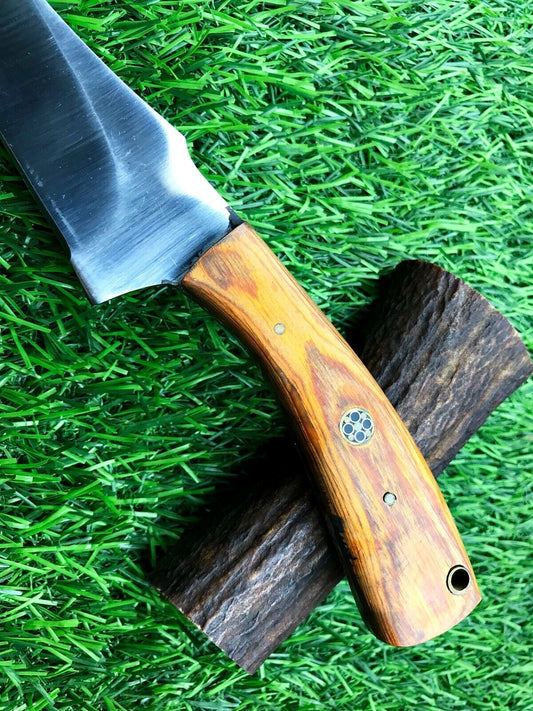 8" Forged Stainless Steel Skinner Knife with 4" Blade & Leather Belt Sheath