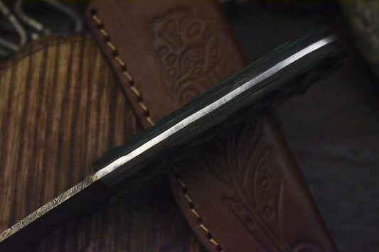 Twist Damascus Skinner Knife with Hardwood Handle Handmade Outdoor Survival Gift