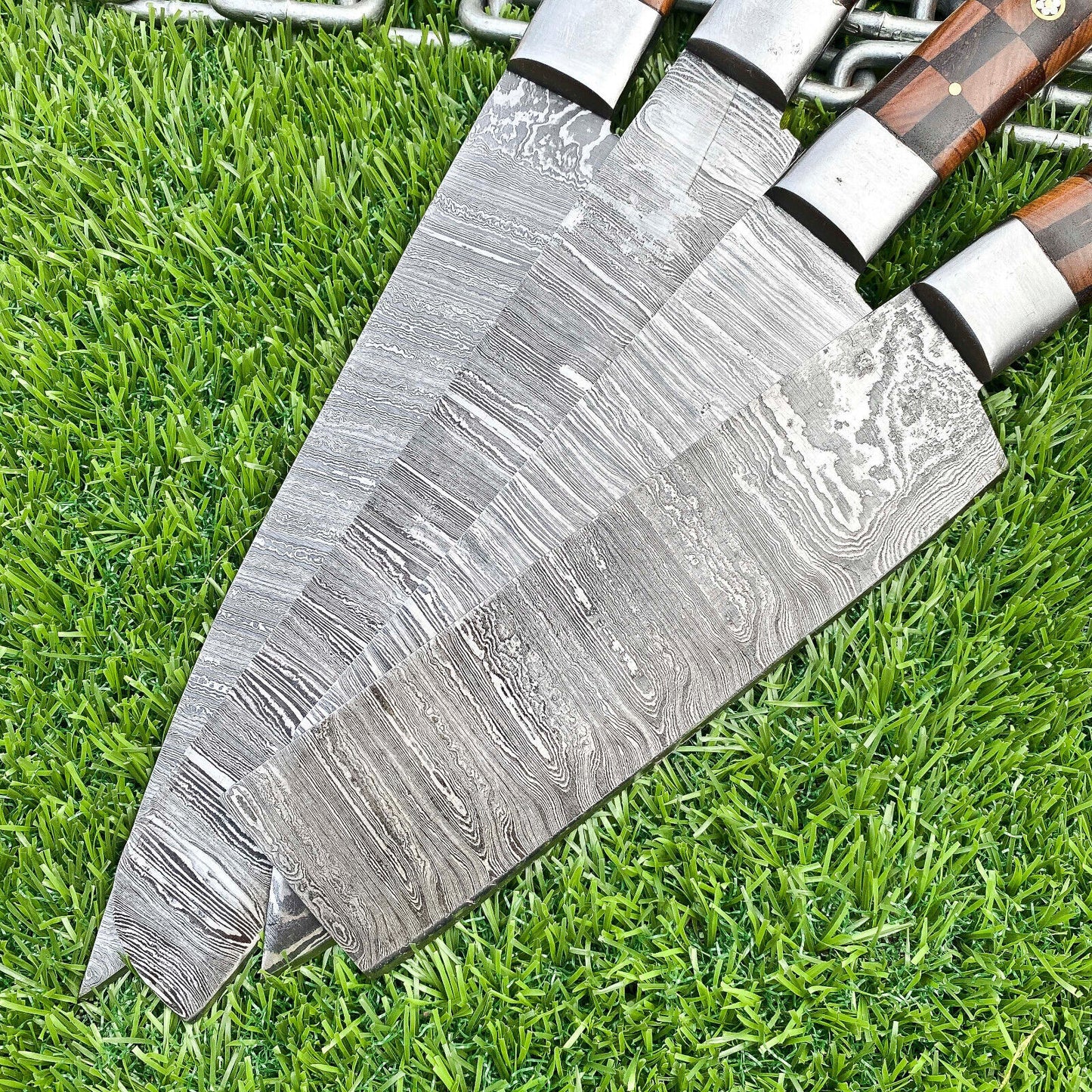 Lot of 4 Handmade Damascus Steel Full Tang Kitchen Chef Knife Set – Premium EDC Cutlery