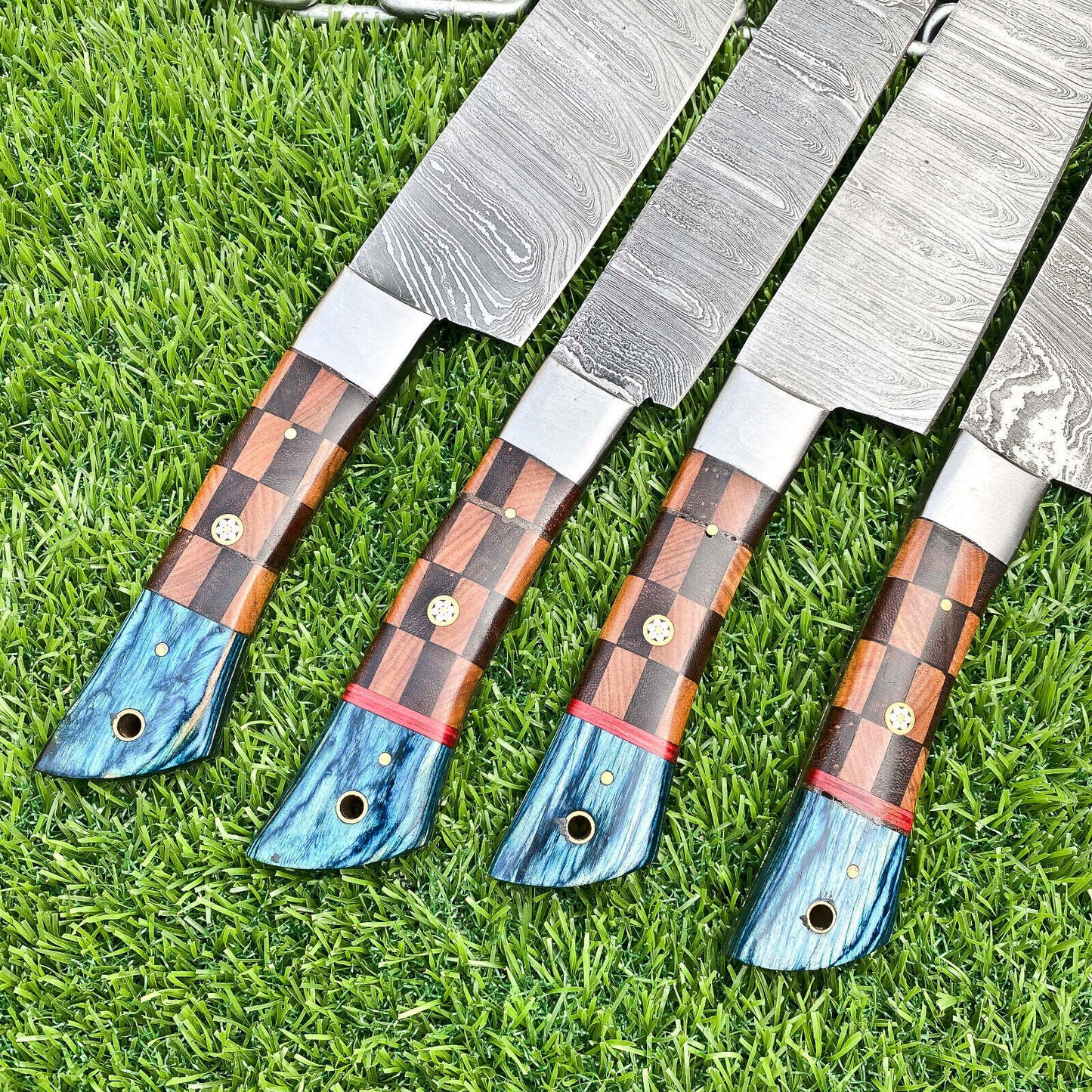 Lot of 4 Handmade Damascus Steel Full Tang Kitchen Chef Knife Set – Premium EDC Cutlery