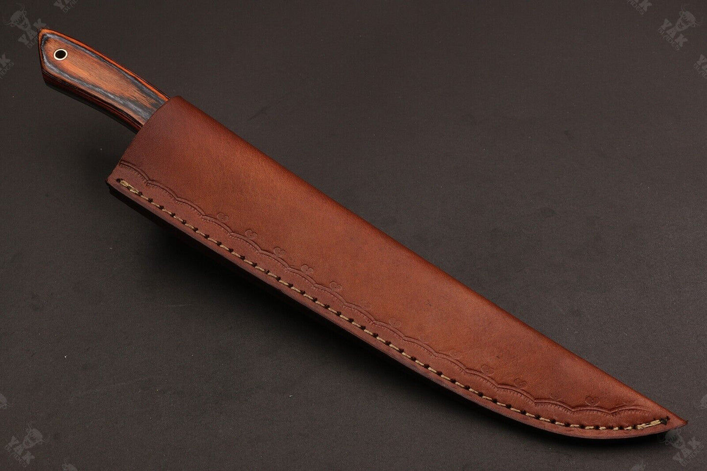 12" Handmade Damascus Fillet Knife Custom Fillet Knife With Pakka Wood Handle & Leather Sheath