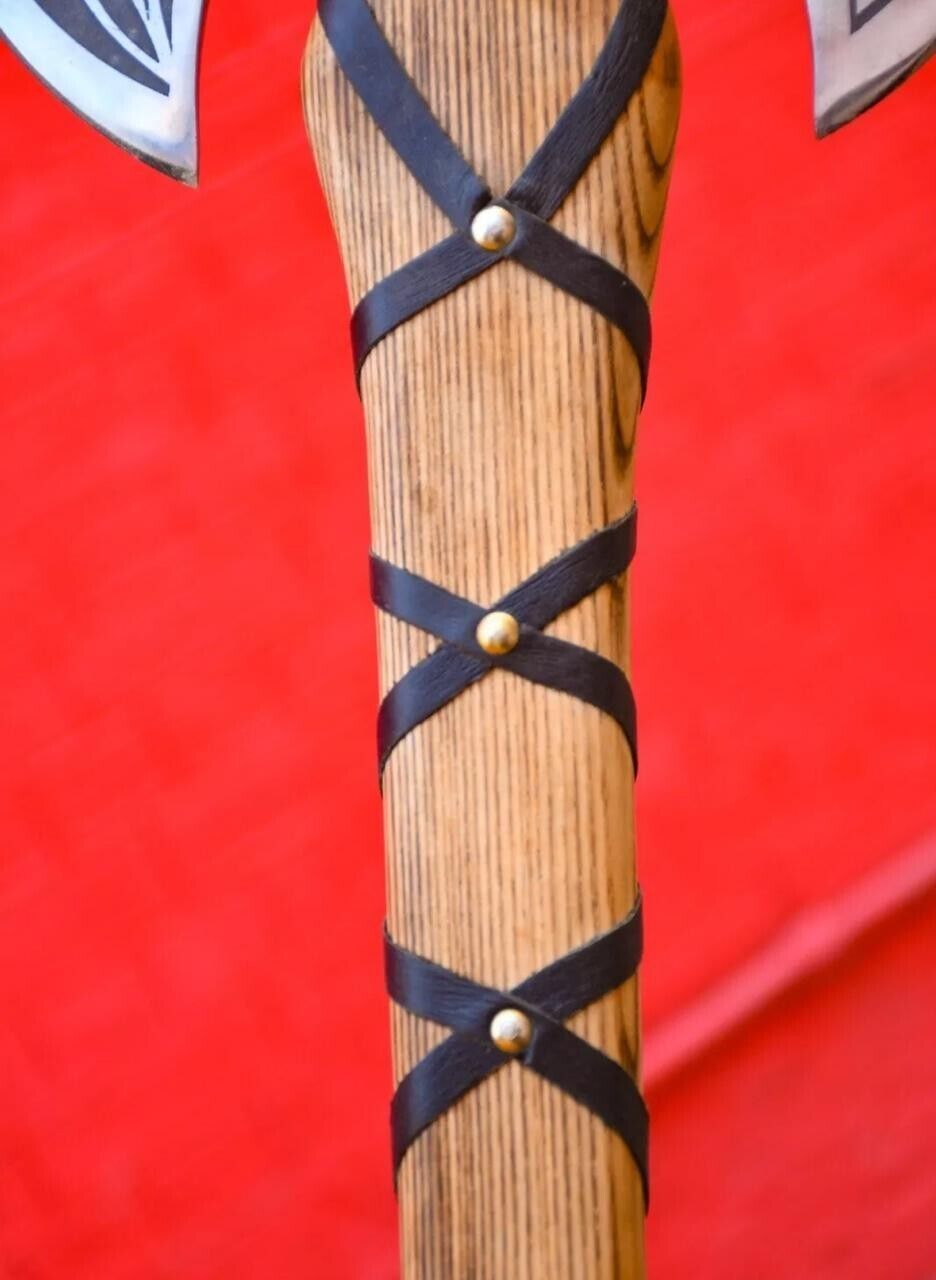 Custom Hand Forged Carbon Steel Viking Axe – 18" Tomahawk Throwing Axe with Wooden Handle & Sheath