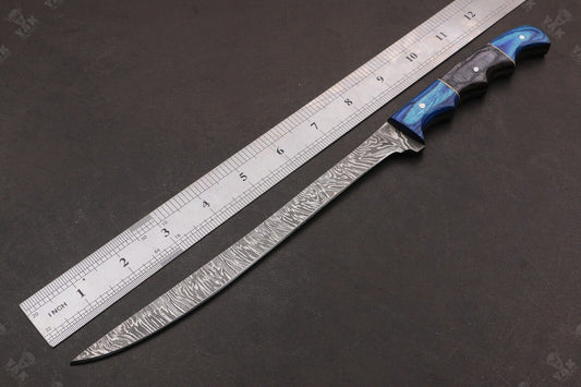 13" Hand Forged Damascus Fillet Knife Damascus Steel Fillet Knife for Professionals W/Sheath