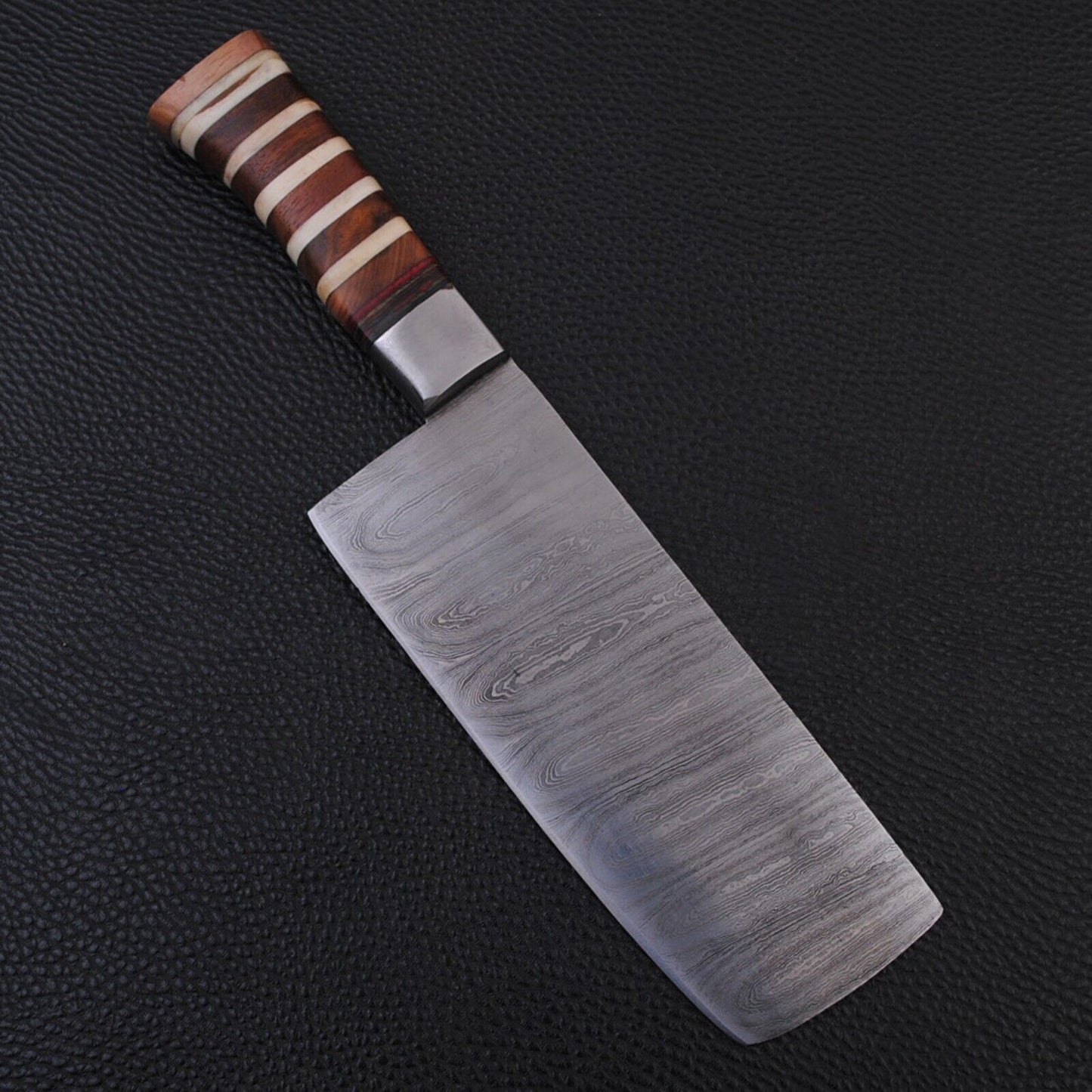 Custom Handmade Damascus Steel Cleaver Knife – Kitchen Chef Cutlery with Micarta Handle