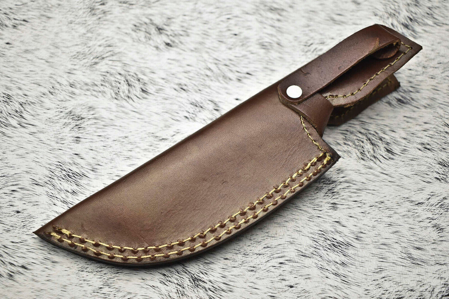 Rare Handmade Damascus Steel Full Tang Camping Tracker Knife with Leather Sheath
