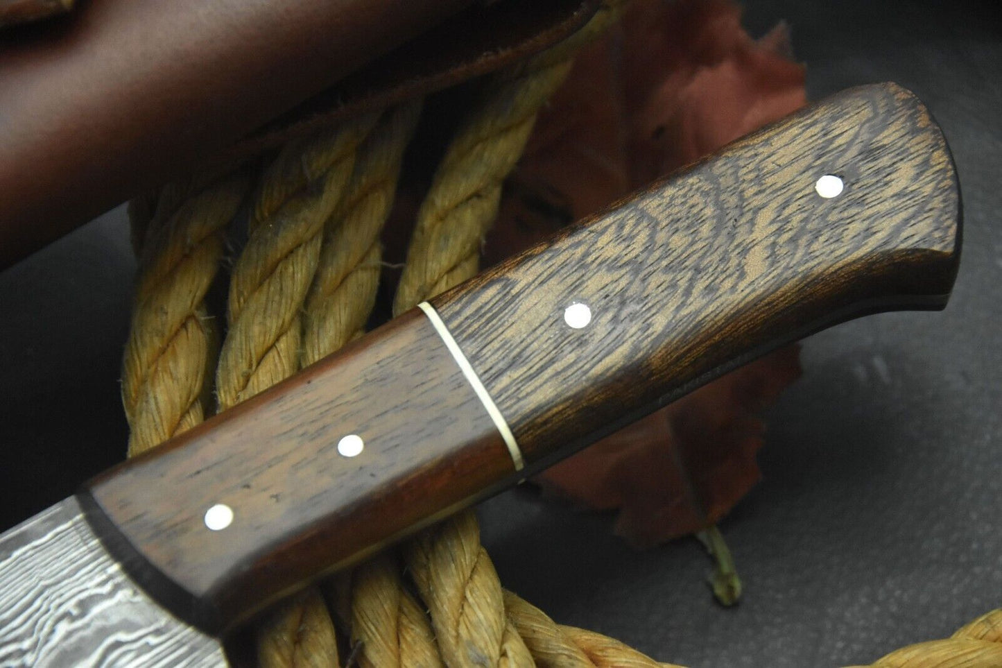 Custom San Mai Damascus Steel Chef Knife Handmade with Walnut Handle