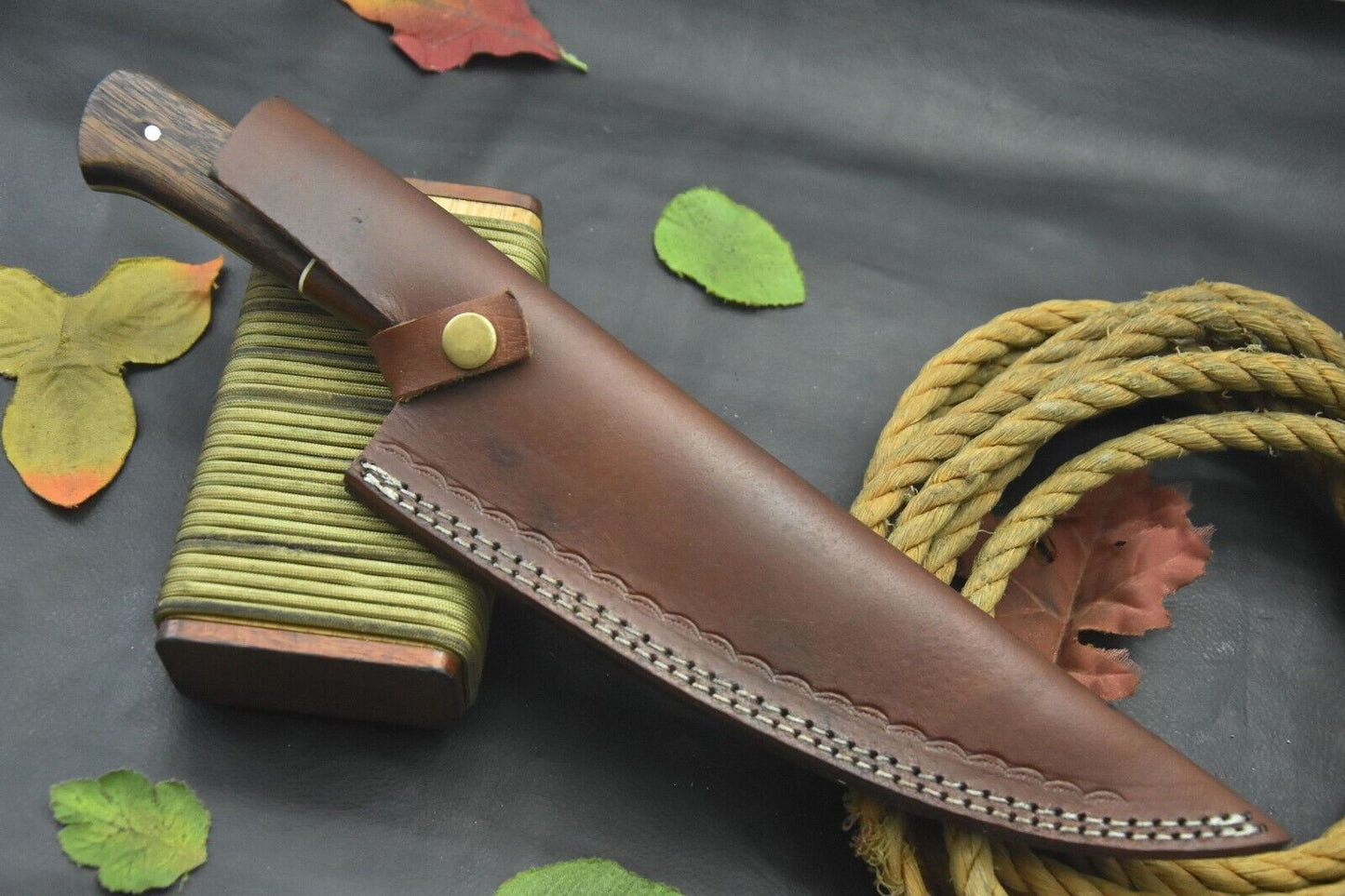 Custom San Mai Damascus Steel Chef Knife Handmade with Walnut Handle