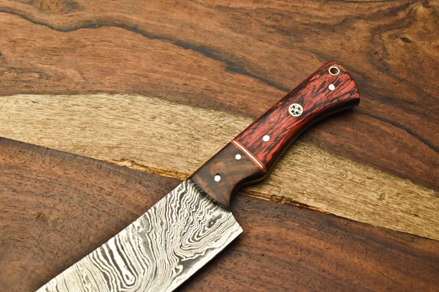 Custom Handmade Damascus Steel Chef Knife – Full Tang Blade, Sport Utility Kitchen Knife