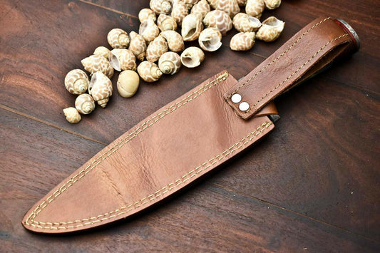 13" Handmade Damascus Steel Bowie Knife | Camel Bone Handle