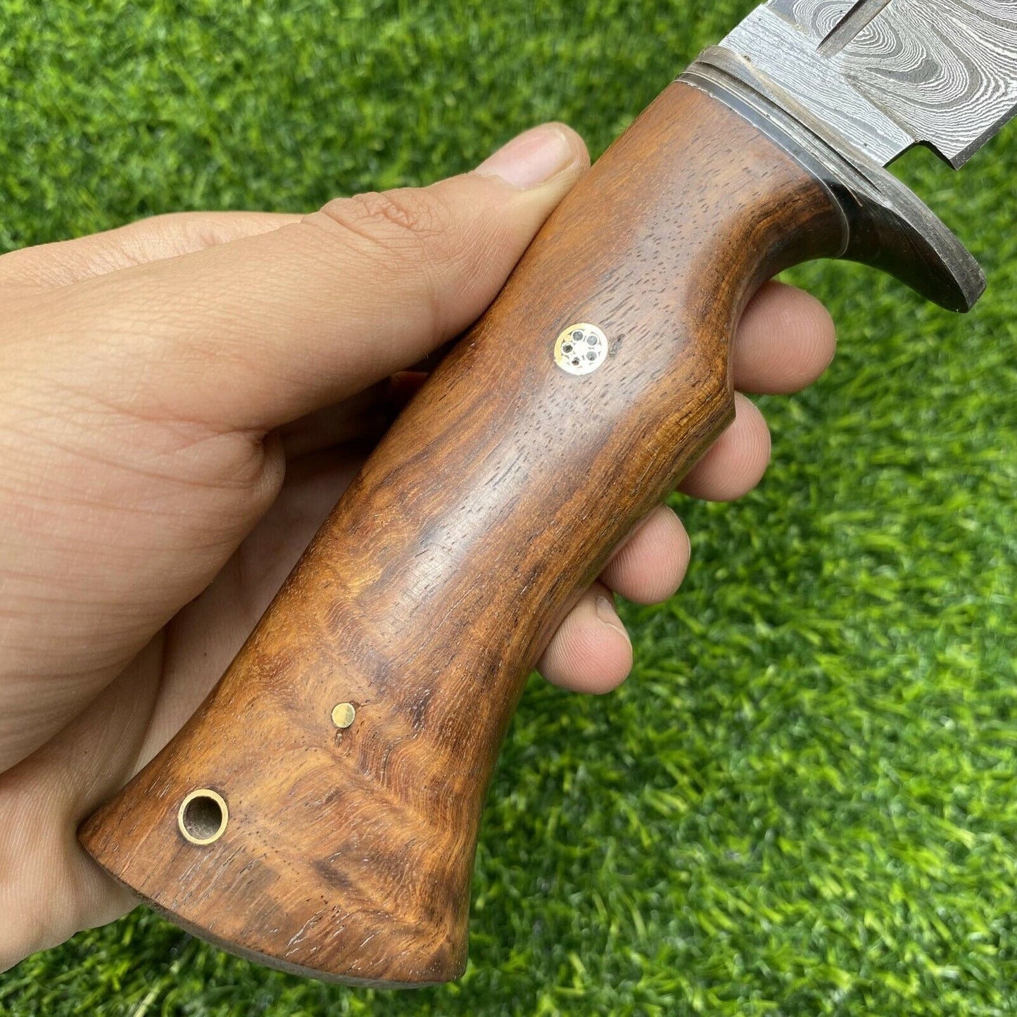 9 Inch Damascus Hunting Bowie Knife with Damascus Steel Handle