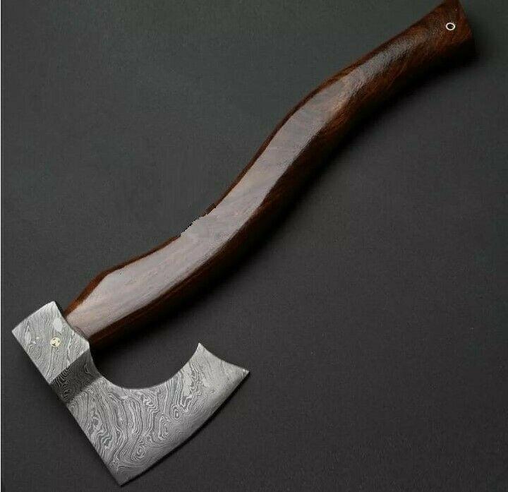 Custom Hand Forged Damascus Steel Tomahawk Axe Head 20-Inch Viking Hunting Axe