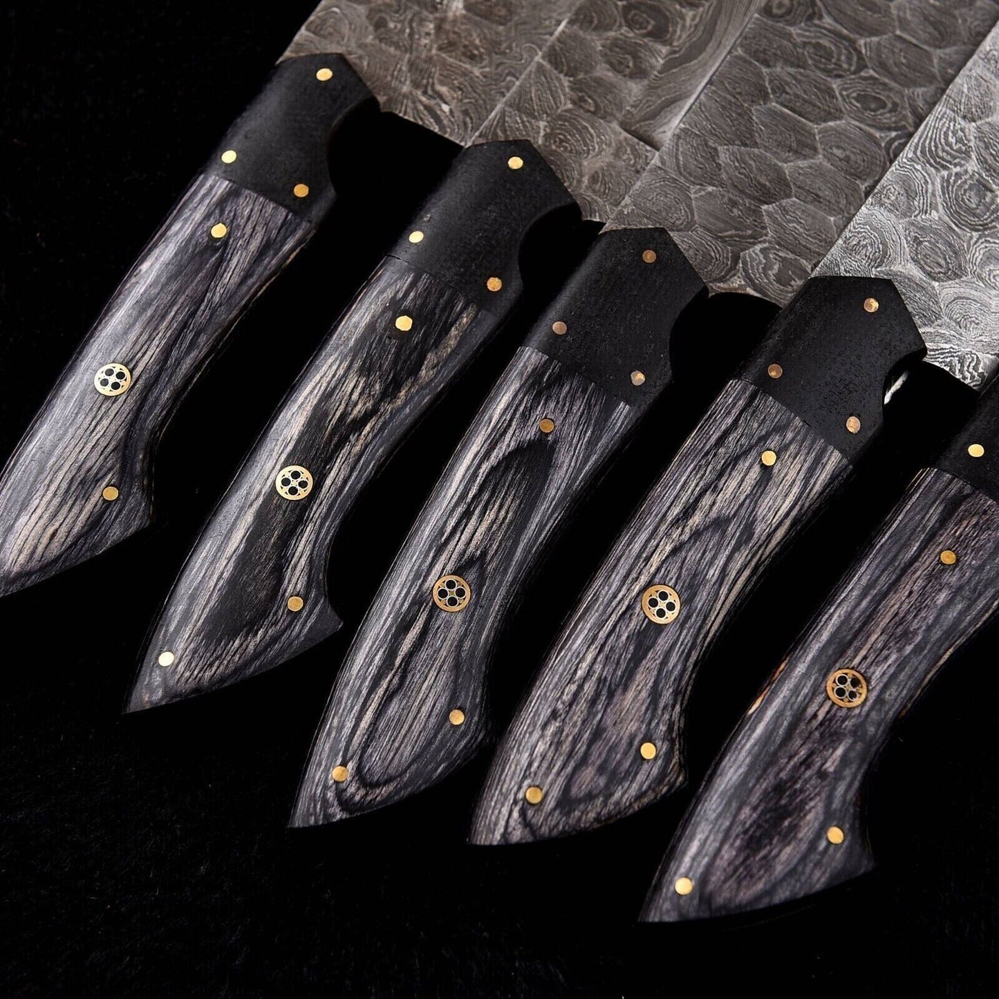 Custom Handmade Damascus Steel Chef Knife Set | 5 PCS Hand Forged Kitchen Knives