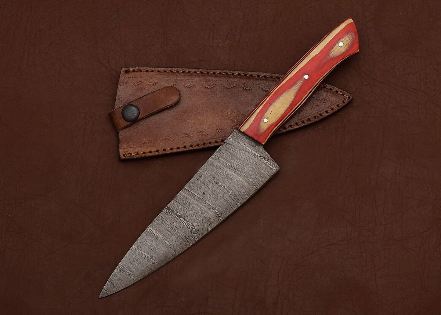 Custom Handmade Damascus Steel Kitchen Chef Fillet Knife With Pakka Wood Handle