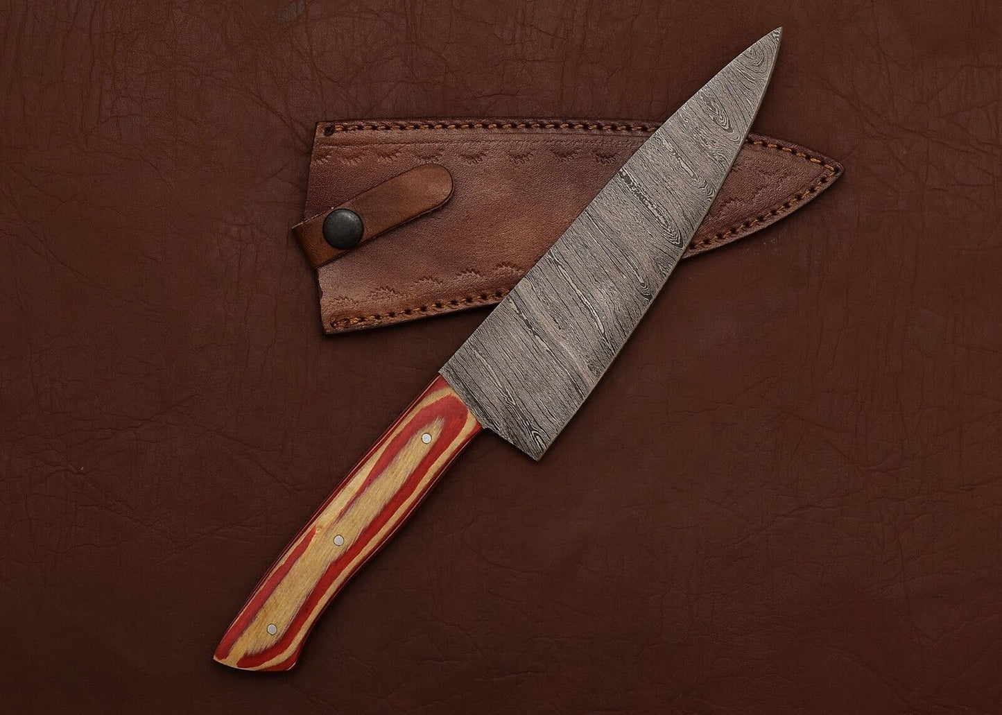Custom Handmade Damascus Steel Kitchen Chef Fillet Knife With Pakka Wood Handle
