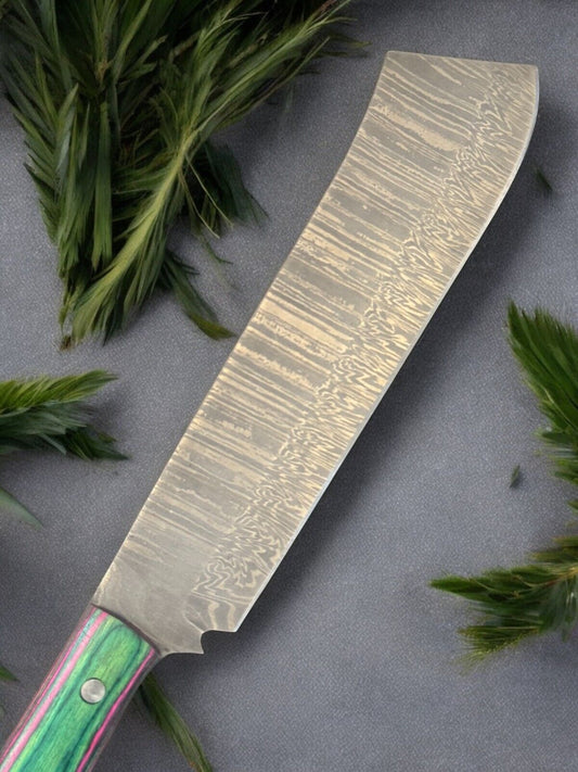 12 Inch Handmade Damascus Bowie Knife with Pakka Wood Handle for Hunting and Camping