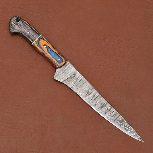 Premium Handmade Damascus Steel Fillet & Chef Knife with Pakka Wood Handle