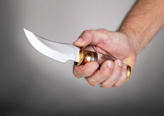 8.5″ Handmade Skinner Knife | Bone & Hardwood Handle with Brass Pommel & Guard + Sheath