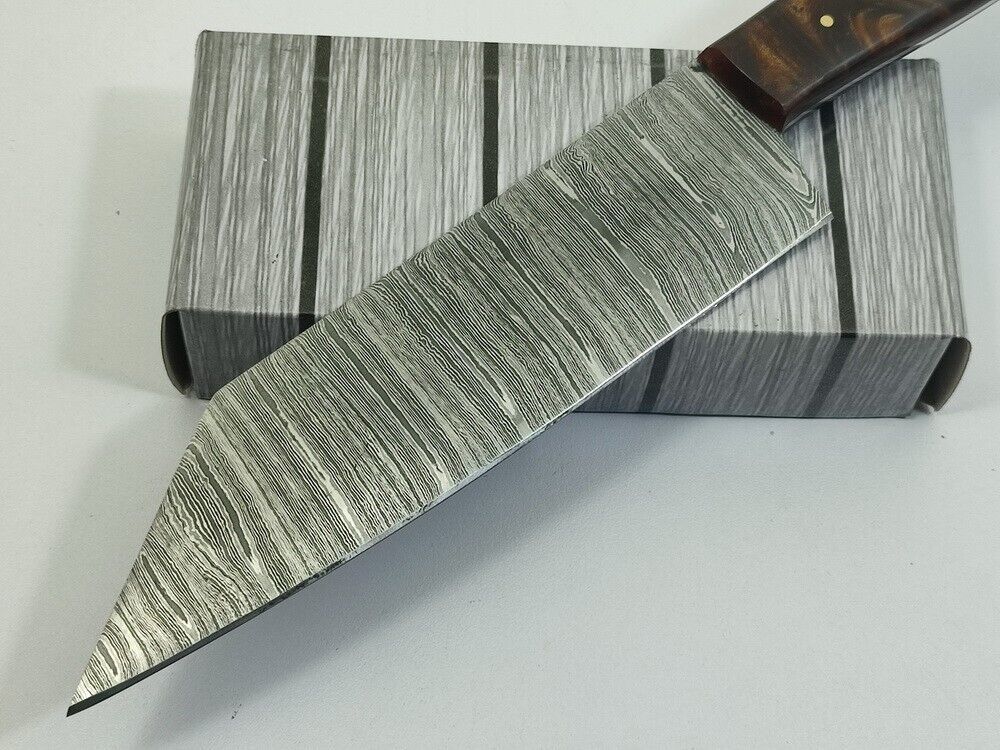 12" Handmade Damascus Blade Full Tang Chef Knife with Resin Handle & Sheath