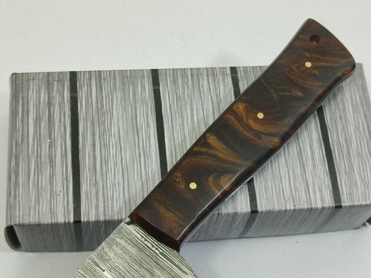 12" Handmade Damascus Blade Full Tang Chef Knife with Resin Handle & Sheath