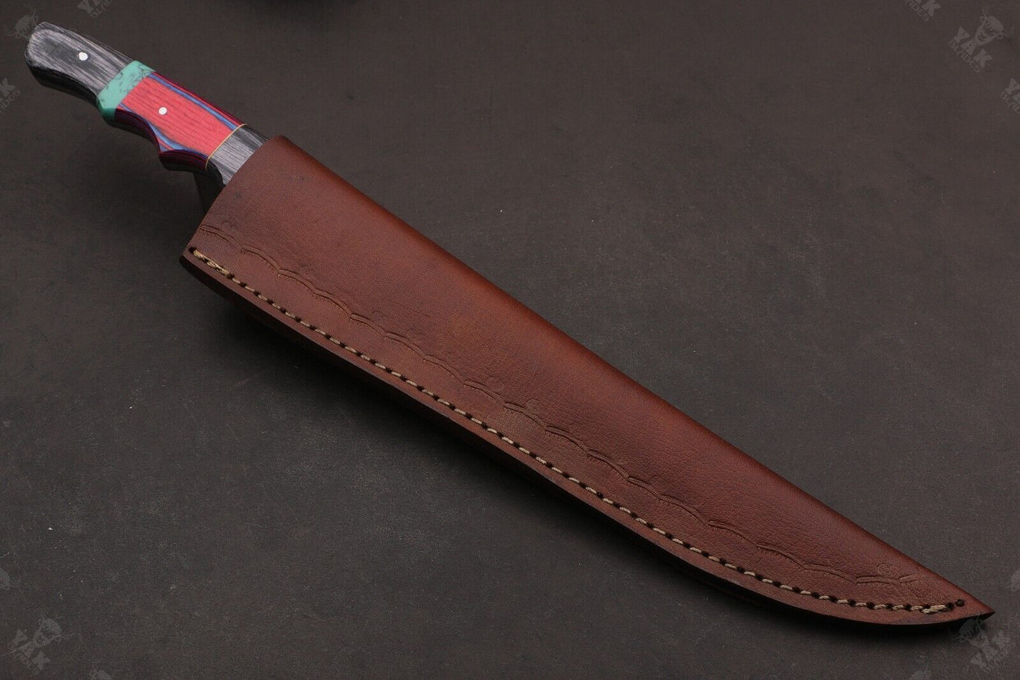 14" Custom Handmade Fire Damascus Steel Fillet Knife Damascus Fillet Knife W/Sheath