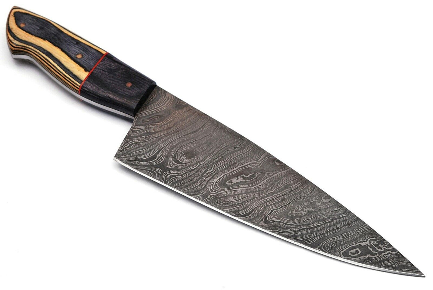10.75" Handmade Damascus Steel Chef Kitchen Knife with Color Wood Handle