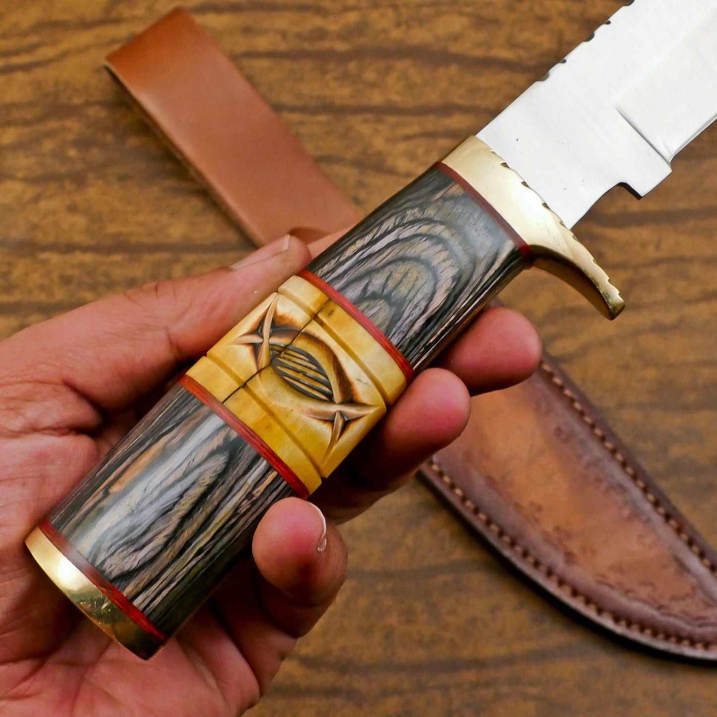 Custom Handmade 12 Inch D2 Steel Blade Hunting Bowie Sport Knife