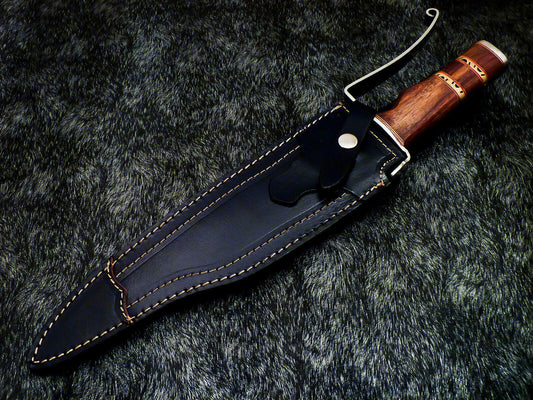 17 Inch Damascus Kris Blade Hunting Knife with Wood Handle