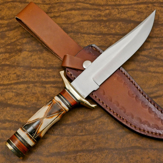 Custom Handmade D2 Steel Hunting Bowie Knife – Outdoor Survival Blade