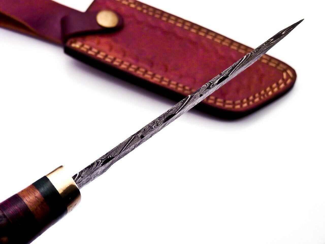 Custom 9.25" Damascus Bowie Knife with Deer Antler Handle