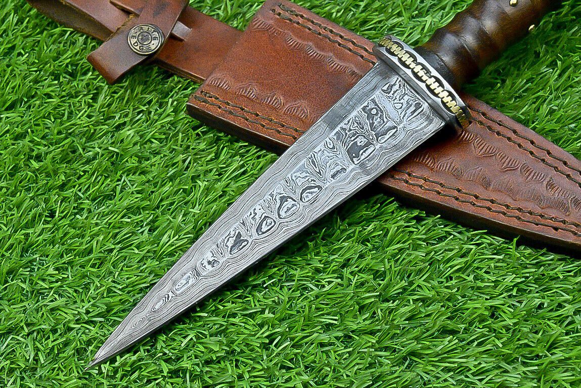 12 Inch Custom Handmade Damascus Steel Bowie Knife with Natural Wood Handle
