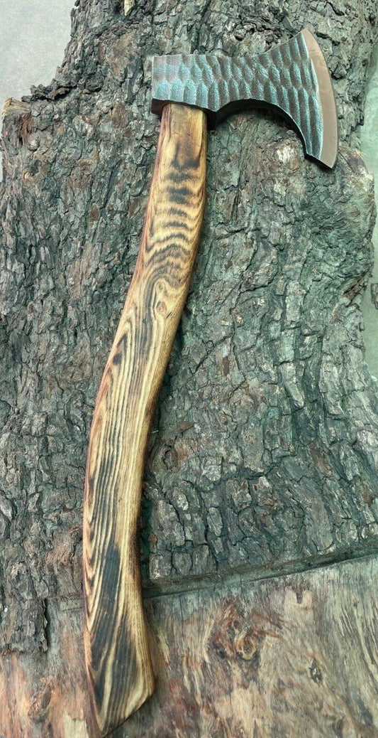 Custom Forged Viking Axe – Bushcraft, Camping, and Jungle Wood Cutting Axe with Leather Sheath