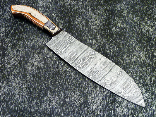 10" Handmade Damascus Steel Chef Knife – 5" Blade with Durable Hardwood Handle