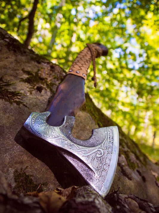 Customized Hand Forged High Carbon Steel Throwing Viking Axe with Ash Wood Handle