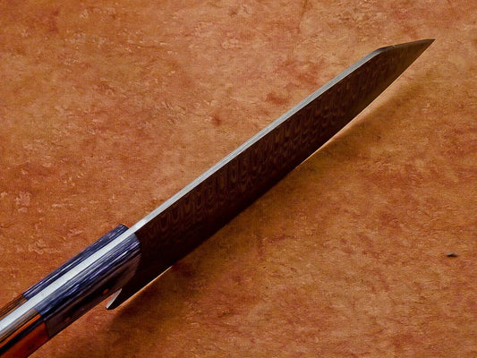 13" Professional Chef Kitchen Knife – Handmade Damascus Steel Blade with Hard Wood Handle