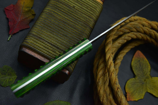 Custom 12.7" OAL Handmade Damascus Steel Chef Knife with Walnut Wooden Handle – Ladder Pattern