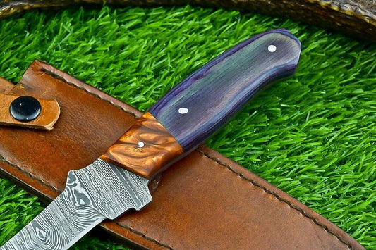 Hand Forged Damascus Steel Fillet Knife – Kitchen Chef Knife, Camping & Hunting Knife