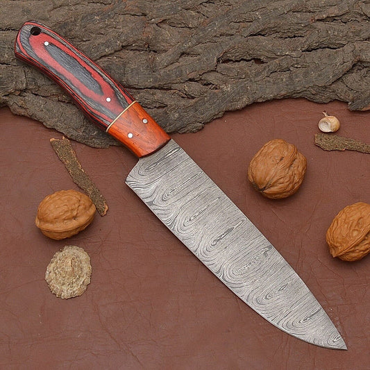 Handmade Damascus Steel Chef Fillet Knife With Pakka Wood Handle
