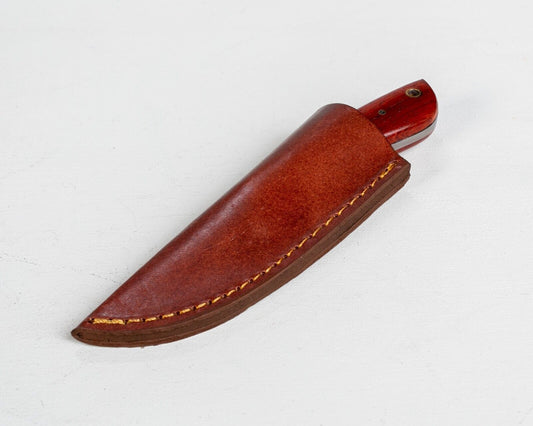 7" Skinner Knife – 3" Stainless Steel Blade with Red Mahogany Handle & Leather Sheath