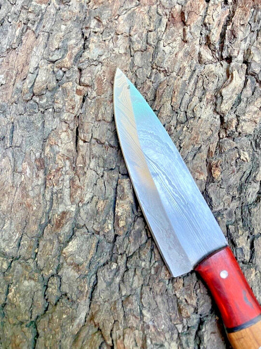 Handmade Damascus Steel Cutting Chopping Cooking Kitchen Chef Knife with Sheath