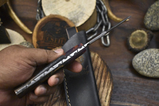 Custom Forged Twist Damascus Skinner Knife Micarta Handle for Fishing and Hunting