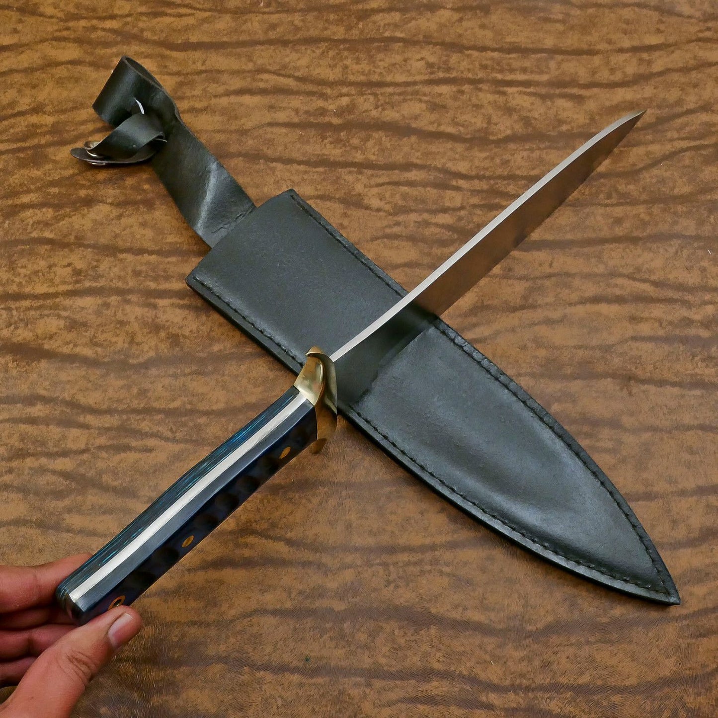 D2 Bowie Knife | 12-Inch Full Tang with Pakka Wood Handle