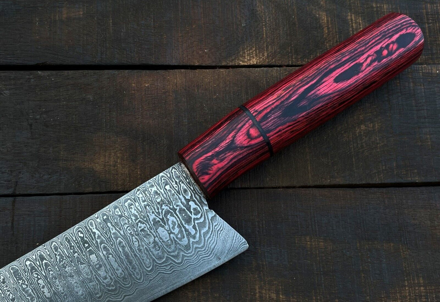 Chef Knife – Custom Handmade Damascus Steel Kitchen Knife with Wood Handle